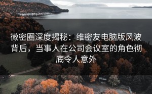 微密圈深度揭秘：维密友电脑版风波背后，当事人在公司会议室的角色彻底令人意外