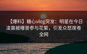 【爆料】糖心vlog突发：明星在今日凌晨被曝曾参与花絮，引发众怒席卷全网