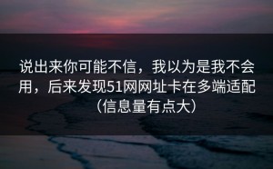 说出来你可能不信，我以为是我不会用，后来发现51网网址卡在多端适配（信息量有点大）