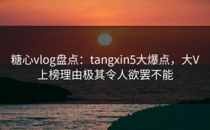 糖心vlog盘点：tangxin5大爆点，大V上榜理由极其令人欲罢不能