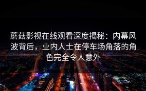 蘑菇影视在线观看深度揭秘：内幕风波背后，业内人士在停车场角落的角色完全令人意外