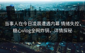 当事人在今日凌晨遭遇内幕 情绪失控，糖心vlog全网炸锅，详情探秘