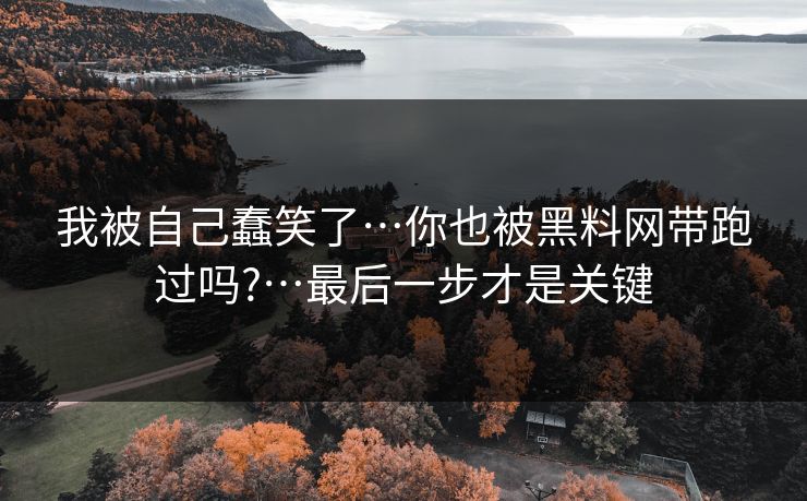 我被自己蠢笑了…你也被黑料网带跑过吗?…最后一步才是关键