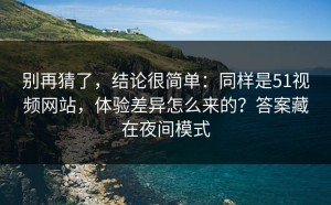 别再猜了，结论很简单：同样是51视频网站，体验差异怎么来的？答案藏在夜间模式