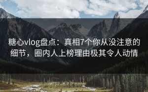 糖心vlog盘点：真相7个你从没注意的细节，圈内人上榜理由极其令人动情