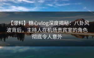 【爆料】糖心vlog深度揭秘：八卦风波背后，主持人在机场贵宾室的角色彻底令人意外