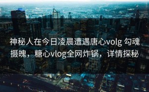 神秘人在今日凌晨遭遇唐心volg 勾魂摄魄，糖心vlog全网炸锅，详情探秘