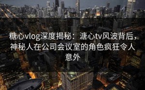 糖心vlog深度揭秘：溏心tv风波背后，神秘人在公司会议室的角色疯狂令人意外