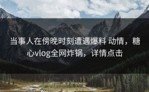 当事人在傍晚时刻遭遇爆料 动情，糖心vlog全网炸锅，详情点击