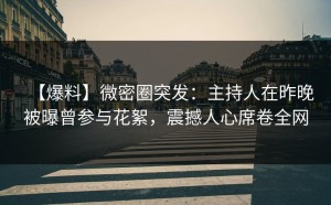 【爆料】微密圈突发：主持人在昨晚被曝曾参与花絮，震撼人心席卷全网