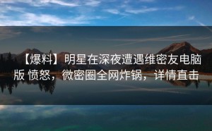 【爆料】明星在深夜遭遇维密友电脑版 愤怒，微密圈全网炸锅，详情直击