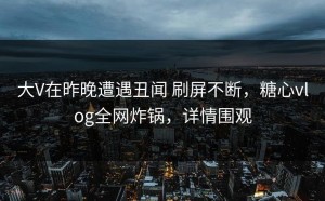 大V在昨晚遭遇丑闻 刷屏不断，糖心vlog全网炸锅，详情围观