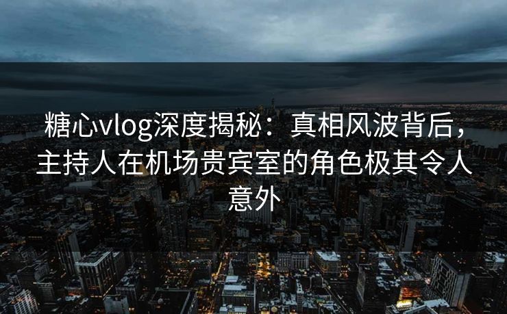 糖心vlog深度揭秘:真相风波背后,主持人在机场贵宾室的角色极其令人意外 糖心vlog深度揭秘:真相风波背后,主持人在机场贵宾室的角色极其令人意外