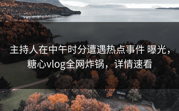 主持人在中午时分遭遇热点事件 曝光，糖心vlog全网炸锅，详情速看