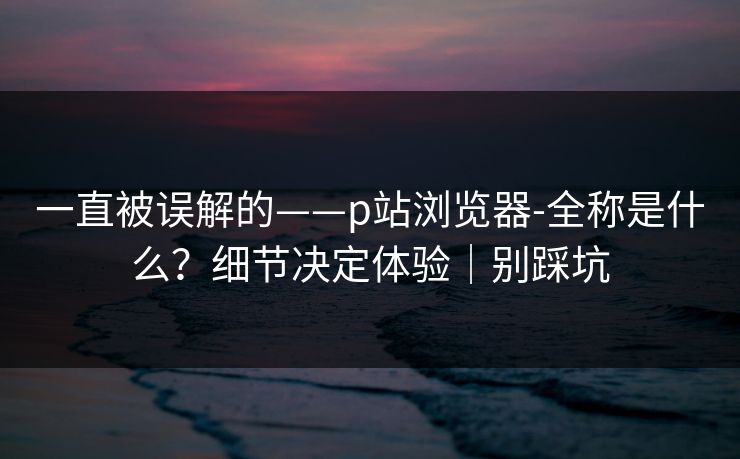 一直被误解的——p站浏览器-全称是什么?细节决定体验|别踩坑 一直被误解的——p站浏览器-全称是什么?细节决定体验|别踩坑